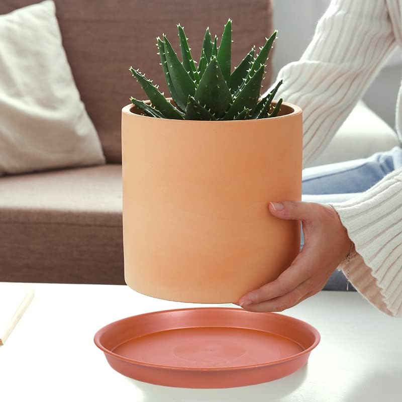 Bleuhome 6 Pack of 6 inch Plant Saucer, 4 6 8 10 12 14 16 inch Plant Saucers, Heavy Duty Plastic Plant Water Tray, Planter Drip Trays for Pot, Flower Saucers for Indoors (6 inch, Terracotta) - Image 3